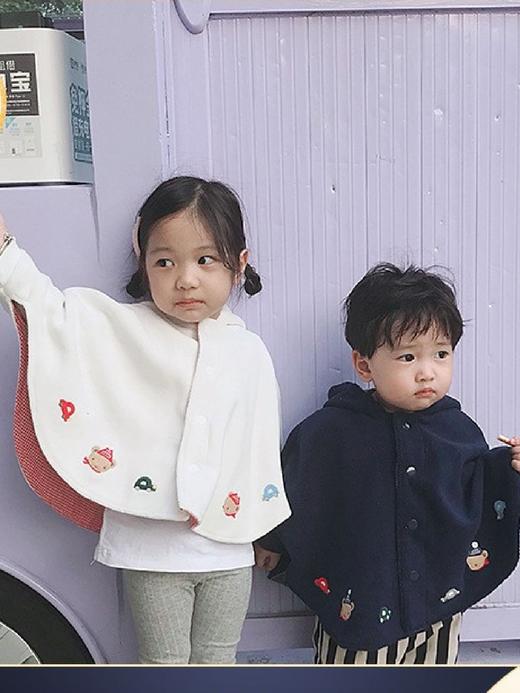 【斗篷是秋天的hot单品，简约版型，时髦好搭~】童装婴儿斗篷 秋冬绣花奥粒绒 小童加厚 卡通宝宝洋气披肩-QQ 商品图4