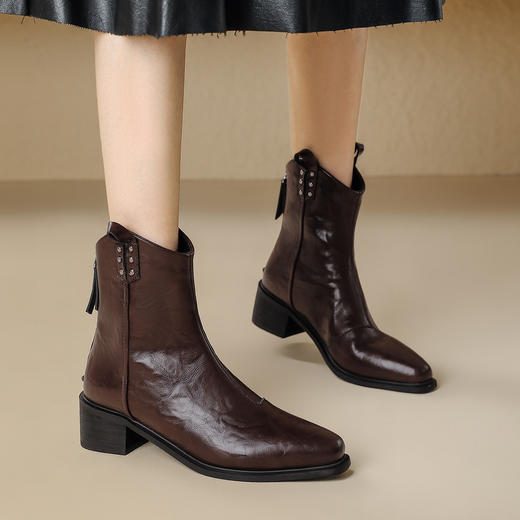 品质好货 | Safiya/索菲娅2024加绒英伦时装百搭尖头骑士短靴 SF44118704 商品图6