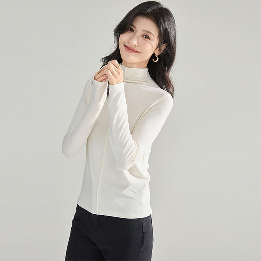【高货sh】全新升级【铂金会员183/天猫249/差价66】(12513) 洛诗琳秋冬新款桑蚕丝山羊绒修身半高领亲肤弹力打底衫 商品图1