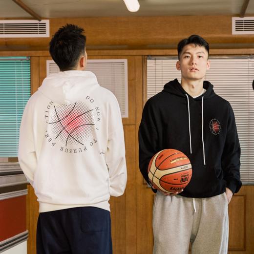 LUSHISILUSHISI加绒保暖日落篮球主题毛圈卫衣套头连帽衫潮宽松休闲 商品图0