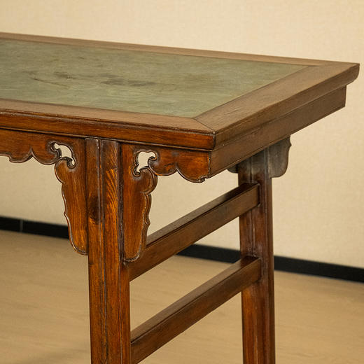 清 黄花梨镶绿石夹头榫如意云纹小画案 商品图3