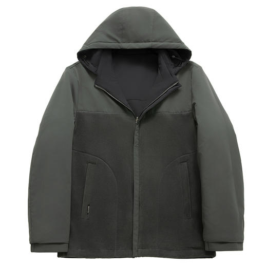 【可拆卸抓绒内胆】【新款DKP】大依优型大码连帽可拆卸帽三合一夹克棉服休闲胖子大码男休闲宽松加肥加大上衣冬季外套 商品图1