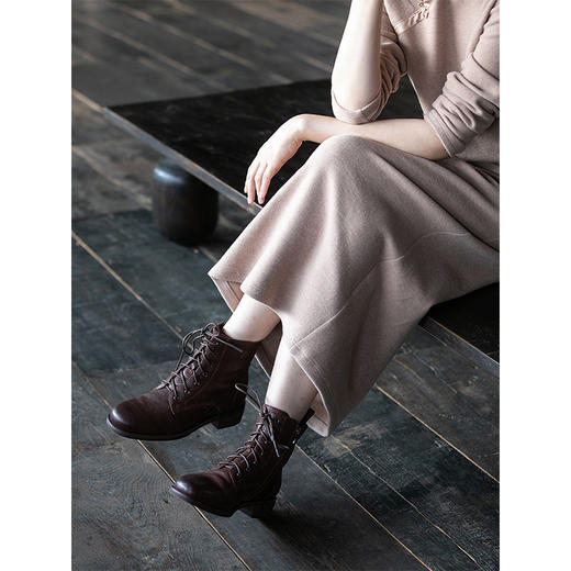 牧衣游 羊皮马丁靴女复古文艺百搭舒适 梦伴【不支持会员折】 商品图0