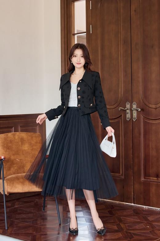 Le Malene 黑色提花宫廷风纱裙套装 19104 商品图2