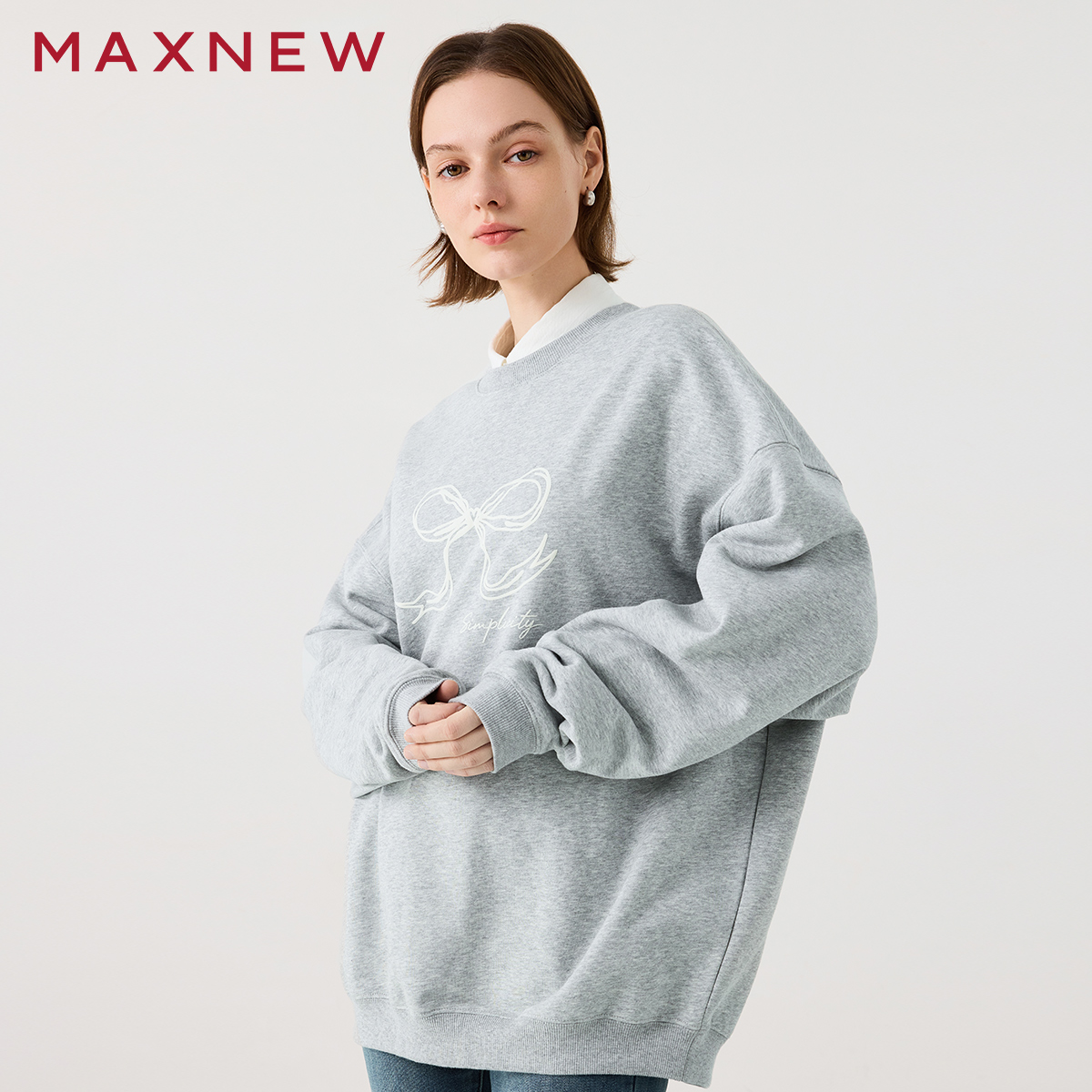 【卫衣】廓形印花圆领卫衣1N4222402