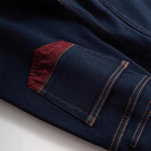 【自】全新升级【铂金会员183/天猫239/差价56】(13159) 洛诗琳撞色加绒直筒牛仔裤2024秋冬显瘦小个子窄版阔腿裤 商品图3