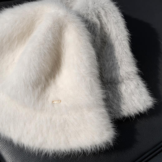 疯帽子 柔软舒适兔毛渔夫帽女纯色简约保暖盆帽日常显脸小 商品图3