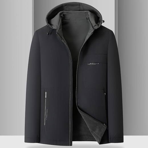 【可拆卸抓绒内胆】【新款DKP】大依优型大码连帽可拆卸帽三合一夹克棉服休闲胖子大码男休闲宽松加肥加大上衣冬季外套 商品图0