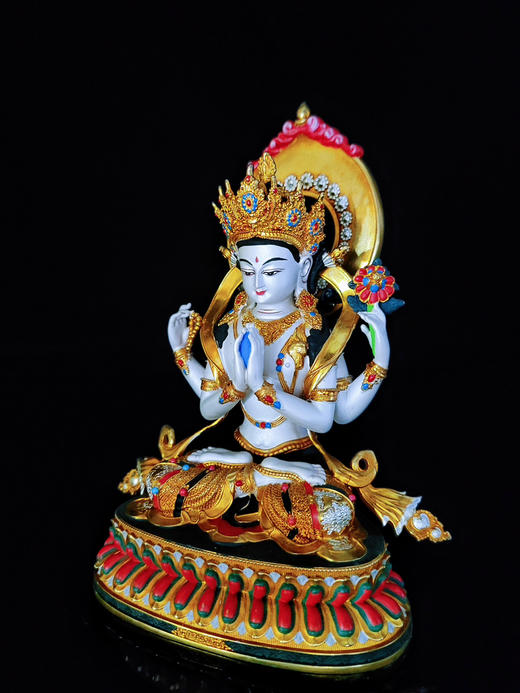 彩绘四臂观音摆件（高15cm） 商品图3
