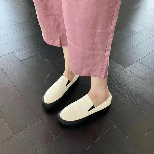 【顺丰包邮】65341 洛诗琳复古极简风进口混种羊皮一脚蹬乐福鞋0126 商品图1