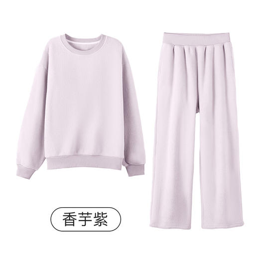 I'd爱帝米粒绒厚款居家服男女同款休闲圆领双面磨毛套装 商品图6