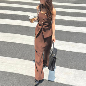 【顺丰包邮】99930 洛诗琳秋季新款氛围感美拉德色系马甲套装077Z