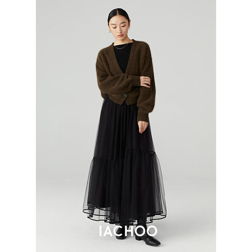 棉仓3471506001-23AW设计师款长毛毛衣浣熊绒 开衫亮片柔软质感外穿针织衫 商品图3