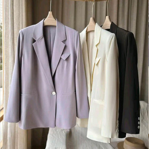 【顺丰包邮】74052 洛诗琳重磅真丝重驺32MM真丝极简宽松西装外套10738 商品图2