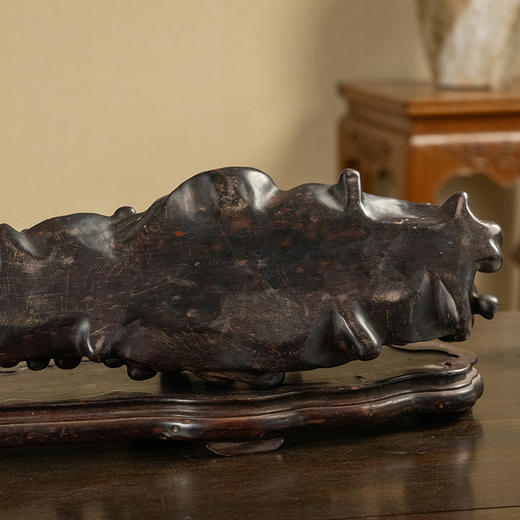 清 红木整挖海浪形器座 商品图3