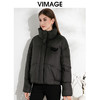 VIMAGE纬漫纪保暖防风立领直筒显瘦黑色短款羽绒服冬季新VD2411315 商品缩略图5