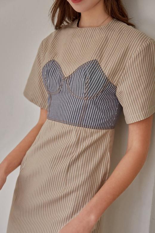 DAMO WANG/王大墨 拼色胸衣式收腰连衣裙 14088 商品图6