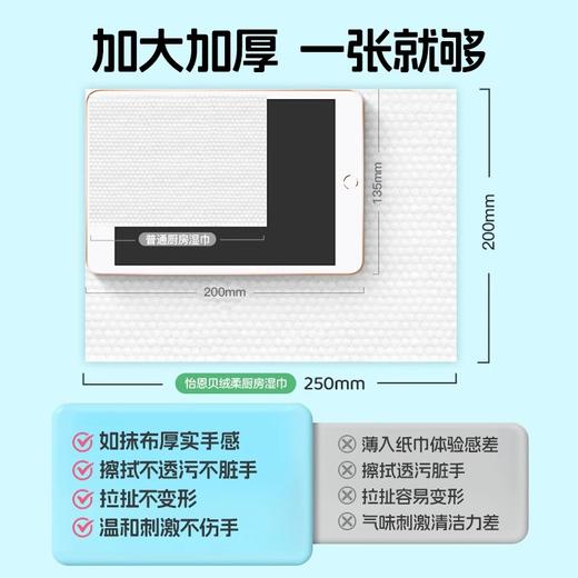 【秒杀】怡恩贝厨房清洁湿巾纸强力去油去污家用加大加厚厨房湿纸巾 85抽*3包 商品图1
