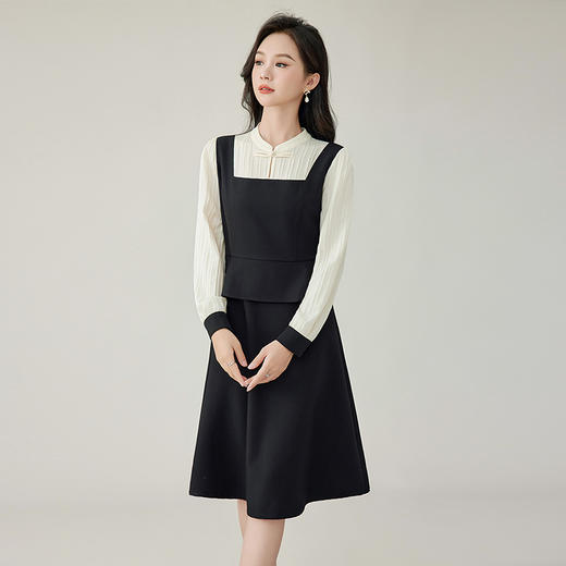 奢姿大码女装2024秋季立领气质裙子胖妹妹拼接假两件时尚连衣裙9943826641 商品图3