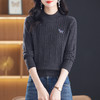 CC-101-81133短款女士毛衣新款2024秋冬厚款刺绣半高领宽松遮肚上衣内搭打底衫 商品缩略图2
