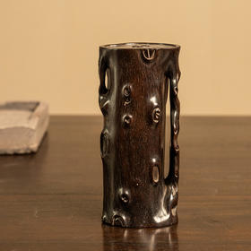 清 紫檀木雕树形花插