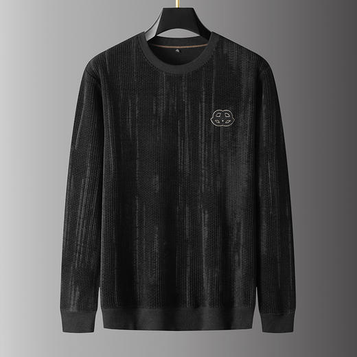 【加绒】【新款DPS】大依优型大码男装加绒圆领卫衣打底T恤套头纯色上衣男士胖子 商品图2