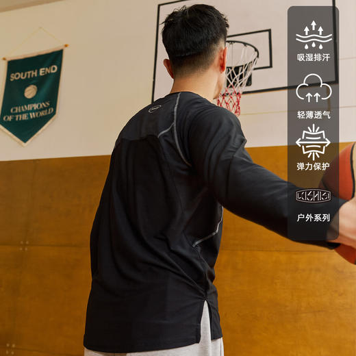 LUSHISILUSHISI定影主题长袖紧身衣高弹训练上衣健身运动跑步健身打底衫t 商品图4