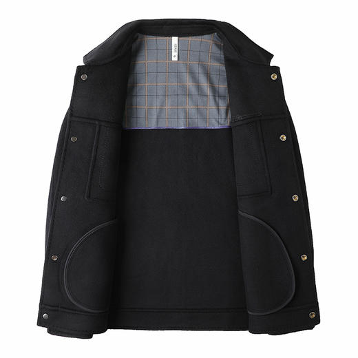 【羊毛】【新款DDT】大依优型大码男装翻领休闲羊毛双面呢毛呢外套拉链夹克外套上衣男士 商品图3