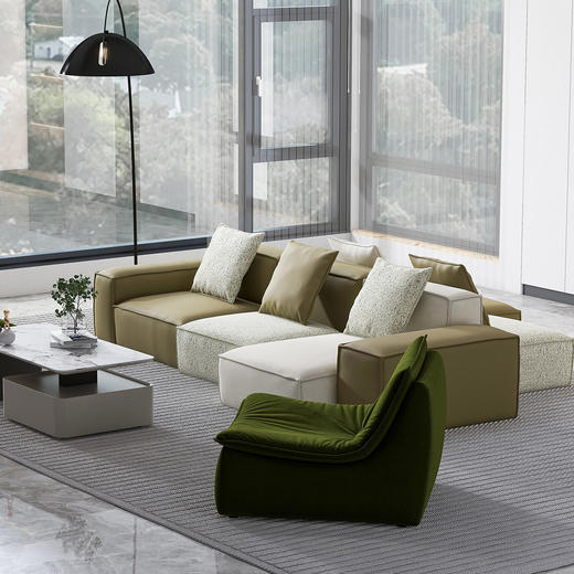 顾家家居整装 意式极简 皮/布艺沙发 KZ.1068B 圣莫 商品图1