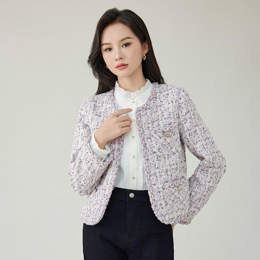 奢姿2024秋季新款大码女装法式短款小香风外套女外搭气质雅致上衣9943362010 商品图1