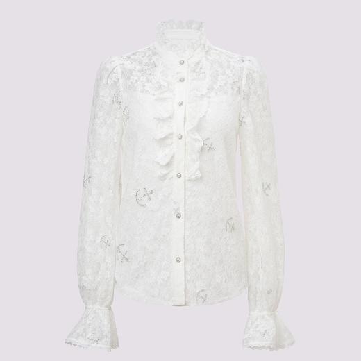 清雅蕾丝上衣宫廷复古风蕾丝雪纺衬衫女 商品图1