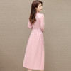 粉色垂感连衣裙春秋季款长袖A字裙 QYM-HL-24NF05-Y 商品缩略图2
