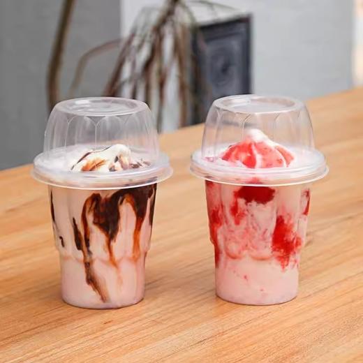 带盖圣代杯 250ml 雪糕冰淇淋奶昔杯带盖打包杯 一次性塑料杯子 商品图1