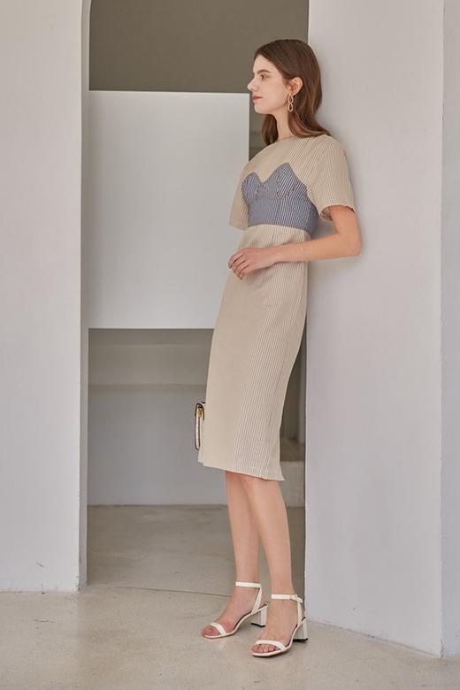 DAMO WANG/王大墨 拼色胸衣式收腰连衣裙 14088 商品图1