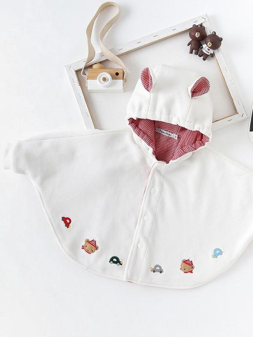 【斗篷是秋天的hot单品，简约版型，时髦好搭~】童装婴儿斗篷 秋冬绣花奥粒绒 小童加厚 卡通宝宝洋气披肩-QQ 商品图1