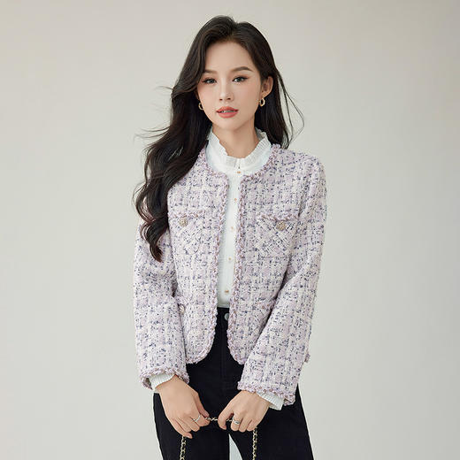 奢姿2024秋季新款大码女装法式短款小香风外套女外搭气质雅致上衣9943362010 商品图3
