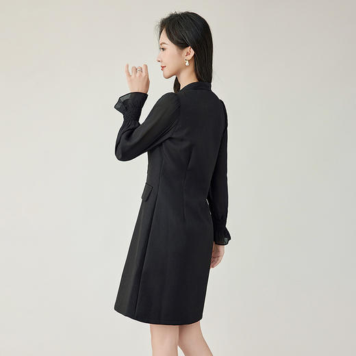 奢姿2024年秋季新款大码女装拼接系带裙子胖妹妹法式气质连衣裙3243803296 商品图4