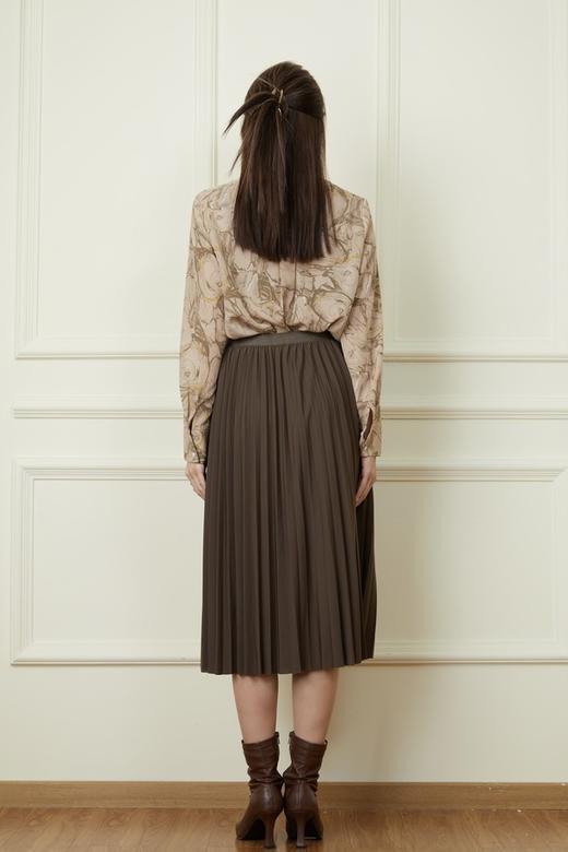 Le Malene 橄榄棕色印花衬衫弹力百褶裙套装 19108 商品图3