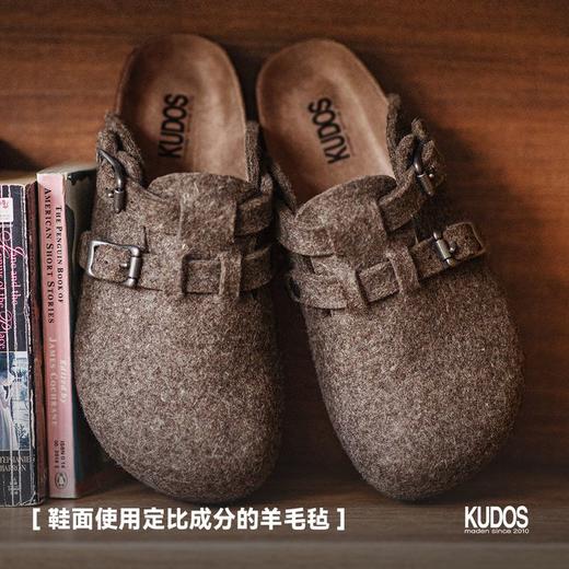 马登羊毛毡穆勒鞋秋冬加厚新款男休闲一脚蹬外穿软木底包头半拖鞋 商品图3
