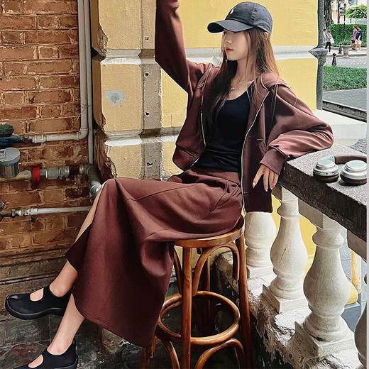 【顺丰包邮】99804 洛诗琳美式时髦连帽卫衣气质半身裙两件套568 商品图4