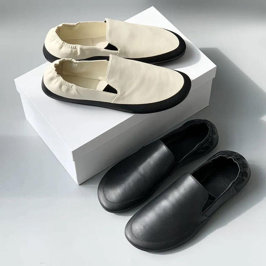 【顺丰包邮】65341 洛诗琳复古极简风进口混种羊皮一脚蹬乐福鞋0126 商品图4