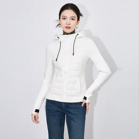 【高货wl】全新升级【铂金会员367/天猫499/差价132】(11622) 洛诗琳冬季新款连帽拼接瑜伽轻薄长袖90白鸭绒短款羽绒服