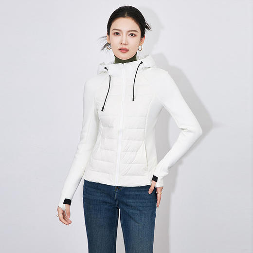 【高货wl】全新升级【铂金会员367/天猫499/差价132】(11622) 洛诗琳冬季新款连帽拼接瑜伽轻薄长袖90白鸭绒短款羽绒服 商品图0
