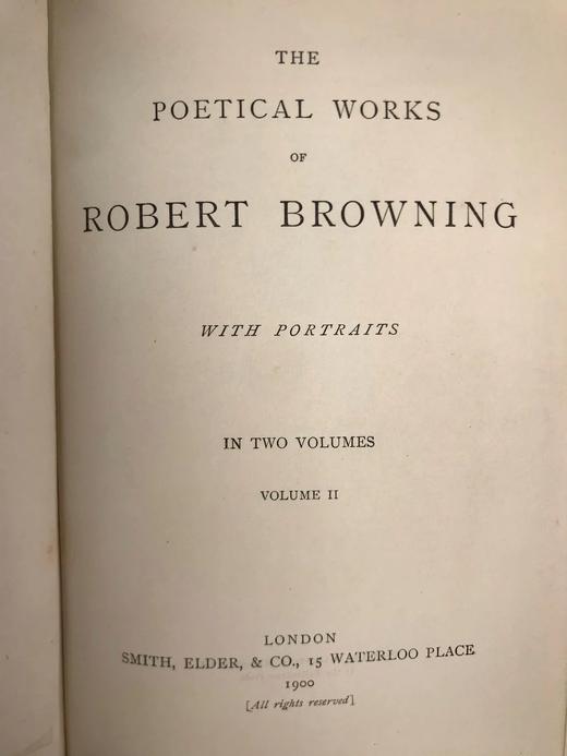 工坊特装本！1900-1901年 罗伯特·布朗宁诗集（全2卷） 2幅肖像插图 全真皮精装32开 商品图6