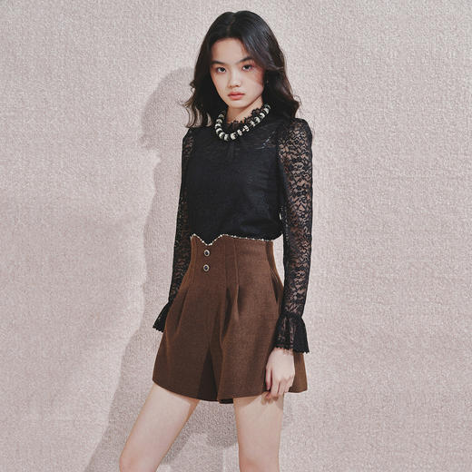 精致浪漫优雅感蕾丝衫打底衫24冬修身显瘦上衣女 商品图0
