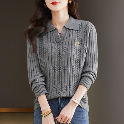 CC-66-5872    polo领毛衣女款2024新款秋冬季时尚洋气翻领针织上衣打底小衫春秋 商品图2