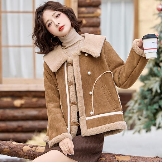 翻领短款羊羔毛外套，加厚小个子棉衣棉服HR-BX2690 商品图2