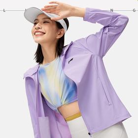 李宁防晒风衣外套女子2024春秋撞色开衫运动连帽上衣AFDU164