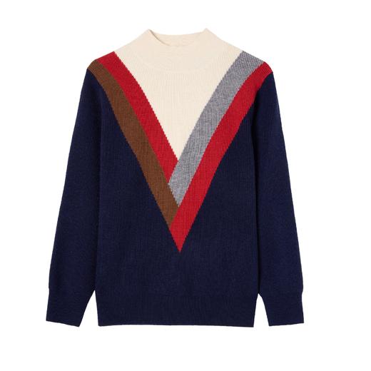 CC-66-5868打底衫女2024新款秋冬时尚洋气撞色半高领女士毛衣短款内搭可外穿 商品图4