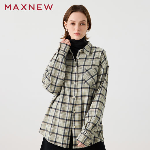 【衬衫】廓形格纹长袖衬衫1N4222305 商品图0